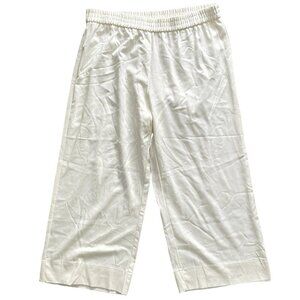 DREW Nylon Rayon Wide Leg Pant Womens Sz L Ivory Chic Pull On Beach Boho Minimal